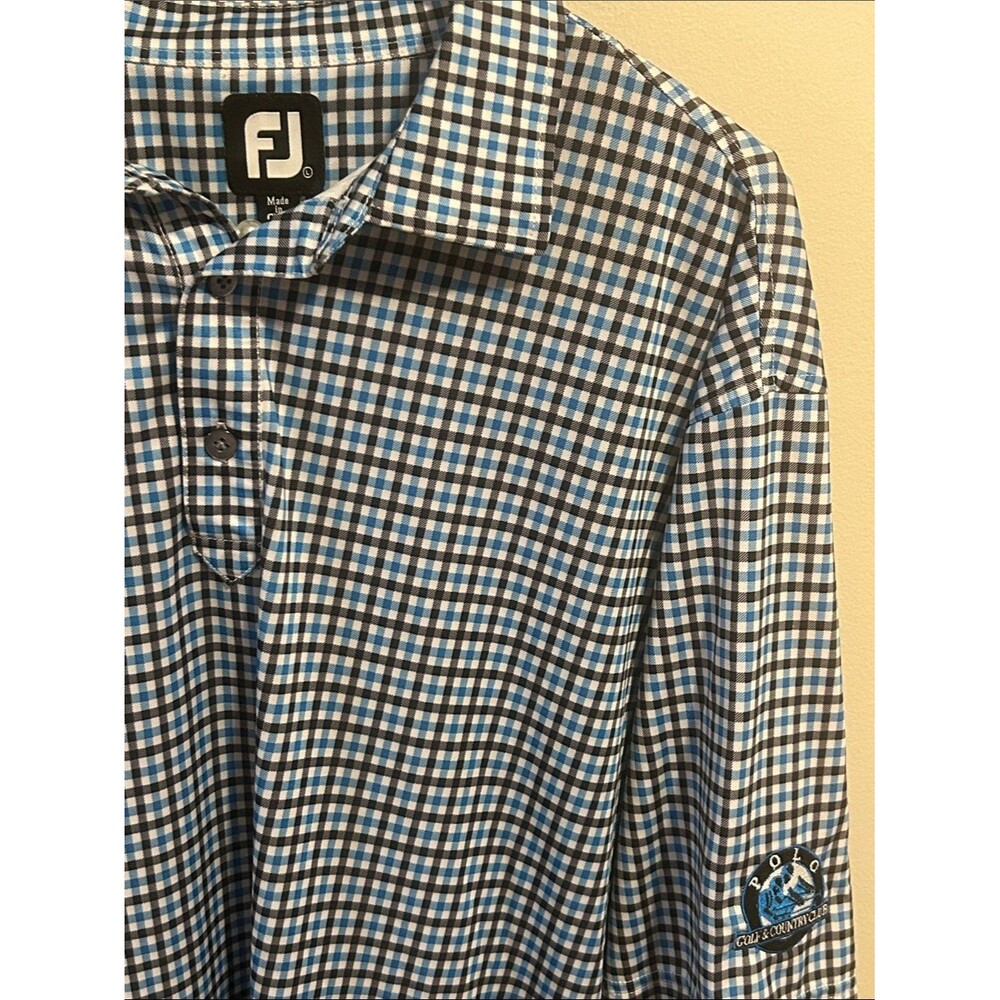 FootJoy Polo Golf & Country Club Plaid Polo Shirt Size L